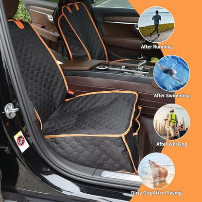 2 Packs Front Seat Car Cover, Waterproof Dog Car Seat Cover, Non-slip & Scratch-Proof, Pet Car Seat Protector with Side Flaps and Storage Pocket, Car Seat Cover for Most Cars, Trucks and SUVs - size: Pack of 2
