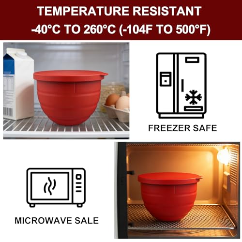 Silicone Bowl Liners for KitchenAid 5 Qt Tilt-Head Stand Mixer, Silicone Mixing Bowl Insert with Lid & Flour Funnel for Kitchen Aid Accessories and Attachments, Replacement for Kitchenaid Mixers
