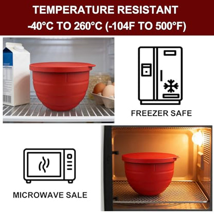 Silicone Bowl Liners for KitchenAid 5 Qt Tilt-Head Stand Mixer, Silicone Mixing Bowl Insert with Lid & Flour Funnel for Kitchen Aid Accessories and Attachments, Replacement for Kitchenaid Mixers