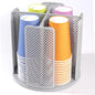 Rotating Paper Cup Dispenser, Cup Holder with 4 Compartments, Disposable Coffee Cup Dispenser Removable, Plastic Cup Storage & Lid Holder for Countertops, Kitchen, Coffee Stations (Gray) - color: Gray