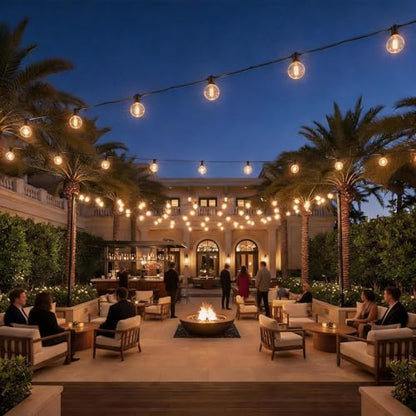RTTY 150 FT Outdoor String Lights Patio Light for Outside, Waterproof G40 Shatterproof LED Bulbs, Dimmable Hanging Connectable Globe Lighting for Bistro, Backyard, Porch, Balcony, Cafe, Warm White - size: 150FT