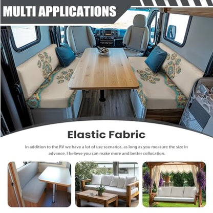 Boho Mandala Dog Paw Print 3 Pcs RV Dinette Cushion Covers Stretch Camper Cushion Slipcover Sofa Furniture Protector Include 1 Backrest Cover 1 Bench Cover and 1 Pillowcase - color: Boho Mandala Dog Paw