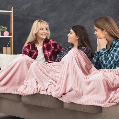 Buryeah 6 Pcs Flannel Throw Blanket Bulk 50 x 60 in Sleepover Blanket Outdoor Wedding Throw Lightweight, Oeko-tex Standard 100 Certified for Sofa Homeless Gifts (Light Pink) - color: Light Pink