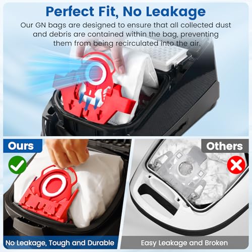 20 Pack 3D Airclean FJM Vacuum Cleaner Bags Compatible with Miele FJM Vacuum Cleaner, Compact C1, Compact C2, Complete C1, S241, S290, S300i, S500, S700, S4, S6 Series, Replaces Part 10123220 - color: Red, size: 20 Pack FJM Bags