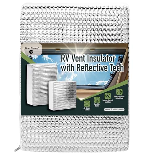SheeChung RV Vent Insulator, 22″x14″x3″ RV Skylight Cover with Reflective Surface | Energy Saving & Reduce Heat Transfer | Skylight Shade Universal for Camper Trailer Vent - 1 Pack - size: 22 x 14 Aluminum