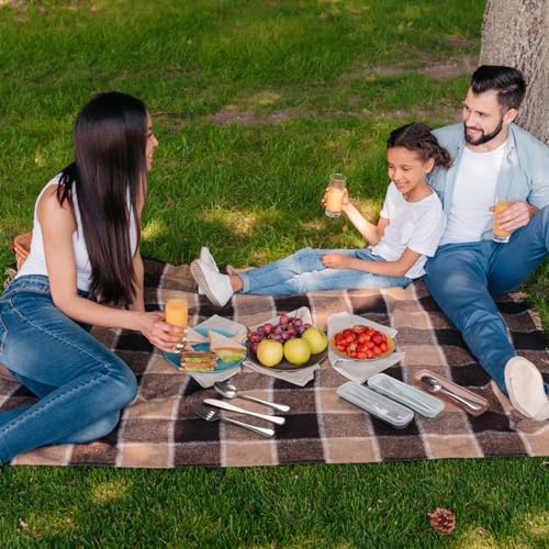 Nicunom 8 Pack Portable Utensils Set with Case, Premium Stainless Steel Travel Silverware Set Reusable Flatware Set Travel cutlerys Fork Spoon Knife for Camping, Lunch, Picnic, School, Workplace