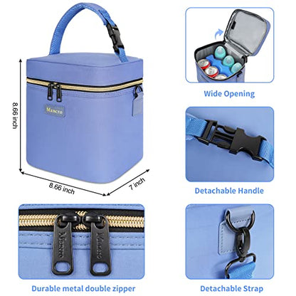 Mancro Breastmilk Cooler Bag with Ice Pack Fits 6 Baby Bottles Up to 9 Ounce, Insulated Baby Bottle Bag with Strap for Nursing Mom Daycare, Blue - color: Blue