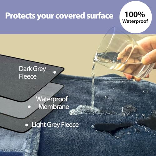 YISURE Reversible Bed Throw Blanket Water Proof and Stain-Proof, Queen Size 80"x60" (Slate Grey/Cool Grey), Leakproof, Soft Repellant Bed Cover for Couches Sofa and Mattress, Washable and Reusable - color: Slate Grey/Cool Grey, size: 80x60 in