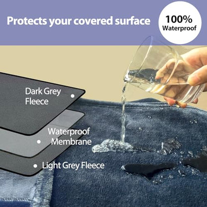 YISURE Reversible Bed Throw Blanket Water Proof and Stain-Proof, Queen Size 80"x60" (Slate Grey/Cool Grey), Leakproof, Soft Repellant Bed Cover for Couches Sofa and Mattress, Washable and Reusable - color: Slate Grey/Cool Grey, size: 80x60 in
