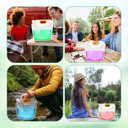 12 Pack 1.3 Gallon Foldable Water Storage Bags, Emergency Water Jug Container Bag Freezable Carrier Tank Storage Pouch for Outdoor Sport Camping Hiking Riding Mountaineer