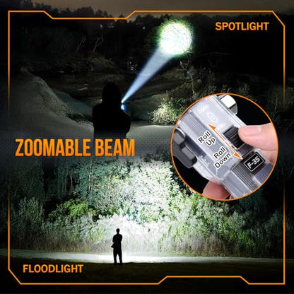 Car Emergency Flashlights Rechargeable 2Packs, 990,000L High Lumens Car Flashlight Emergency Kit, 7 Modes Tactical LED Flash Light with Window Breaker, Belt Cutter, Alarm Buzzer, Magnet, USB C for Car - size: 2pc-XL