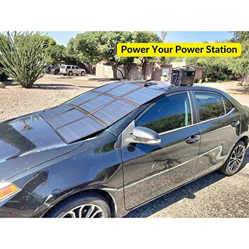 LENSUNSOLAR 200W 12V Portable Solar Panel Blanket with Standard Connectors for Solar Generator Power Station, Lightweight Ultra-Thin only 5.2 kgs/11.4 lbs - size: 200W Blanket