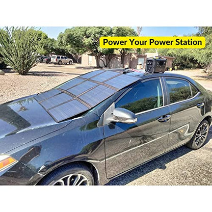 LENSUNSOLAR 200W 12V Portable Solar Panel Blanket with Standard Connectors for Solar Generator Power Station, Lightweight Ultra-Thin only 5.2 kgs/11.4 lbs - size: 200W Blanket