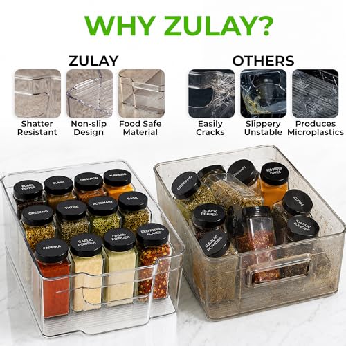 Zulay Kitchen 4 Pack Clear Refrigerator Organizer Bins - Large Fridge Organizers and Storage Containers - Transparent, BPA Free, Durable, Shatterproof - size: L 12.5" x W 8.3"