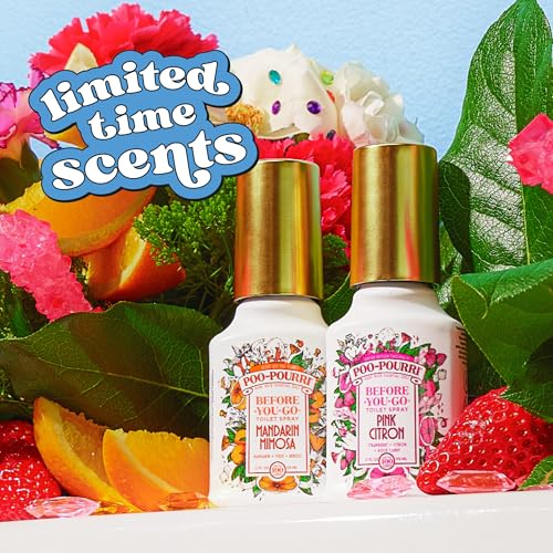 Poo-Pourri Before-You-Go Toilet Spray, Pink Citron, 2 Fl Oz, Up to 100 Uses, Bathroom Odor Deodorizer with Essential Oils for Home or Work, Travel Essentials, TSA Approved Size - size: 2 Ounce (Pack of 1), style: Pink Citron