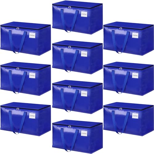StorageRight Heavy Duty Moving Boxes-Moving Bags with Zipper, Reinforced Handles and Tag Pocket-Collapsible Moving Supplies-Totes for Storage Great for moving, Storage and Travel 93L(Blue-10 Pack) - color: Blue, size: 10 Pack