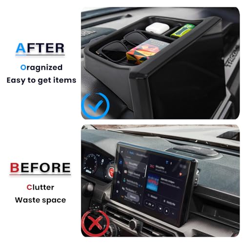 Center Console Dashboard Organizer Compatible with 2024 2025 2026 Toyota Tacoma / 2025 2026 4Runner Dash Organizer Tray Behind Screen Dashboard Interior Accessories(Only for 14-inch Screen) - size: 14 - Inch