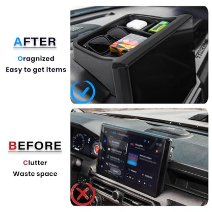 Center Console Dashboard Organizer Compatible with 2024 2025 2026 Toyota Tacoma / 2025 2026 4Runner Dash Organizer Tray Behind Screen Dashboard Interior Accessories(Only for 14-inch Screen) - size: 14 - Inch