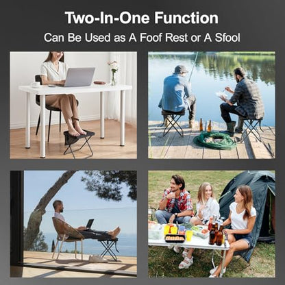 DZ Duozhan Portable Camping Stool - Foldable Backpack Stool 13" with 260lb Capacity, Lightweight Collapsible Stool with Carry Bag & Adjustable Strap for Hiking, Fishing, Beach Outdoor (Black) - color: Black