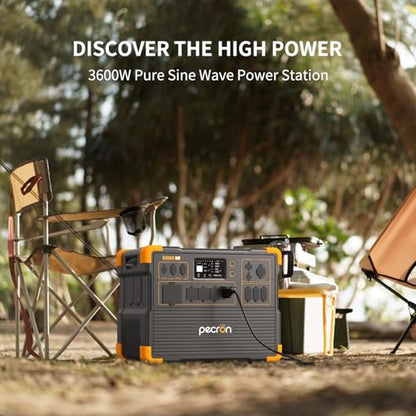 PECRON Solar Generator E3600LFP 3072Wh with 300W Solar Panel, 5x3600W AC Outlets Portable Power Station, LiFePO4 Battery Backup Expanded to 18.43kWh, Power Station for Home Use, RV, Camping, CPAP - style: E3600LFP+300W