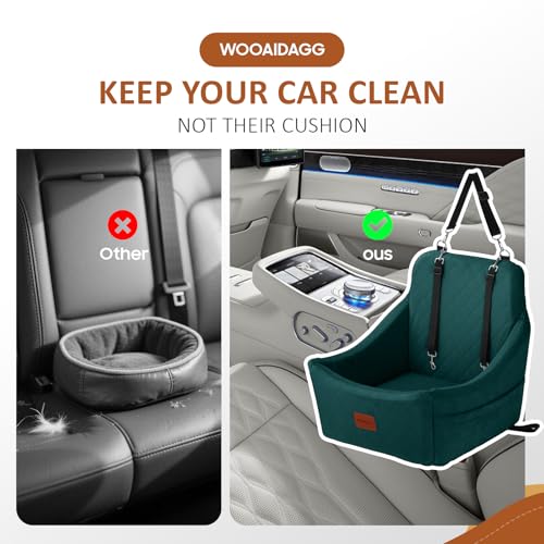 WOOAIDAGG Dog Car Seat for Medium Dogs, Pet Travel Bed with Seat Belt Channel, Fully Detachable and Washable, 3 Straps Easy to Install (Green) - color: Green