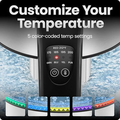 Chefman Electric Kettle with Temperature Control, 5 Presets LED Indicator Lights, Removable Tea Infuser, Glass Tea Kettle & Hot Water Boiler, 360° Swivel Base, BPA Free, Stainless Steel, 1.8 Liters - size: 1.8L