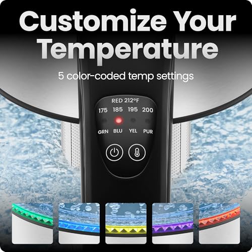 Chefman Electric Kettle with Temperature Control, 5 Presets LED Indicator Lights, Removable Tea Infuser, Glass Tea Kettle & Hot Water Boiler, 360° Swivel Base, BPA Free, Stainless Steel, 1.8 Liters - size: 1.8L