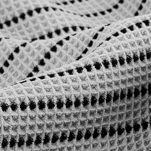 POLYTE 430 GSM Microfiber Quick Dry Lint Free Oversize Bath Towel Set, 6 Piece (Waffle Weave) - color: Light Gray/Black
