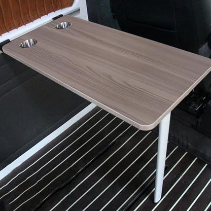 Foldable Rv Table with 2 Cup Slots, Wall Mount Folding Picnic Table Space-Saving Computer Desk Workstation, Wood Camper Table for RV, Home Office, Bedroom or Kitchen, Gray - color: Gray