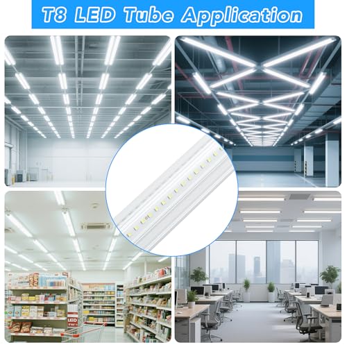 10 Pack 8FT LED Shop Lights Work Garage Light, T8 100W 19200LM 6000K Daylight, Linkable Plug & Play Energy-Saving Commercial Bay Lighting Warehouse Basement (V2) - size: V2-8FT-10PCS