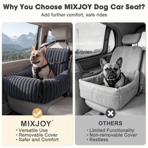 MIXJOY Dog Car Seat for Small/Medium Dogs up to 25 lbs, Multi-Functional Dog Carrier for Car with Detachable Washable Cover, Pet Travel Bed with Clip-On Safety Leash, Grey - color: Grey