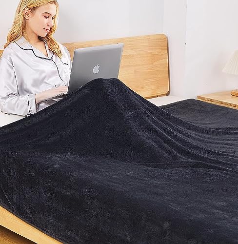 Polar Fleece Blanket Travel Size Lightweight Throw for The Bed Extra Soft Brush Fabric Super Warm Sofa Blanket 50"x 61"(Black Travel) - color: Charcoal Grey, size: Travel (50-Inch-by-61-Inch)