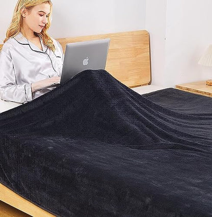 Polar Fleece Blanket Travel Size Lightweight Throw for The Bed Extra Soft Brush Fabric Super Warm Sofa Blanket 50"x 61"(Black Travel) - color: Charcoal Grey, size: Travel (50-Inch-by-61-Inch)