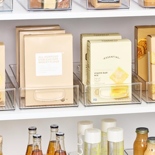 iDesign Stackable Clear Plastic Extra Long Pantry Organizers, 4-Pack | Cabinet Storage Bins, For Kitchen - size: 16 x 8 x 3, style: Pack of 4
