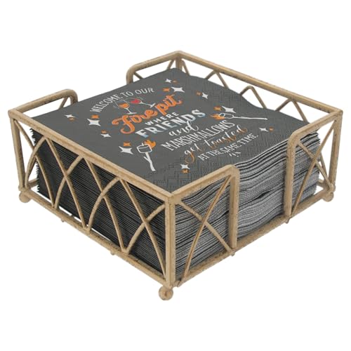 Boston International Cocktail Napkin Caddy, Arch Design in Antique White - color: Antique White, size: 5.25 x 5.25-Inches