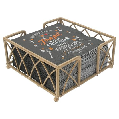Boston International Cocktail Napkin Caddy, Arch Design in Antique White - color: Antique White, size: 5.25 x 5.25-Inches