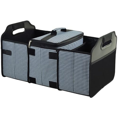 Picnic at Ascot 3 Section Folding Trunk Organizer- with Removable Cooler- Designed & Quality Approved in the USA - color: Houndstooth