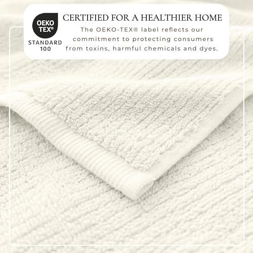 Great Bay Home Turkish Cotton 6 Piece Towel Set - Absorbent, Quick-Drying, Ribbed Bath Towels for Bathroom - Zero-Twist Fibers (Cream) - color: Cream