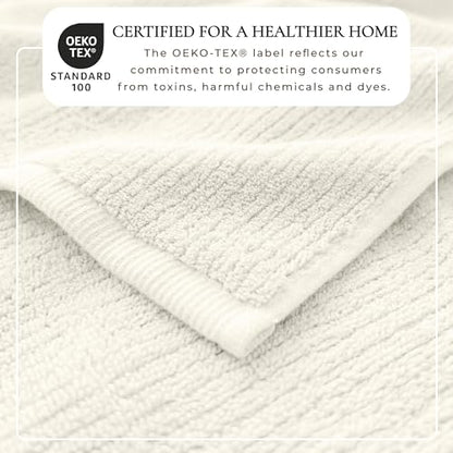 Great Bay Home Turkish Cotton 6 Piece Towel Set - Absorbent, Quick-Drying, Ribbed Bath Towels for Bathroom - Zero-Twist Fibers (Cream) - color: Cream