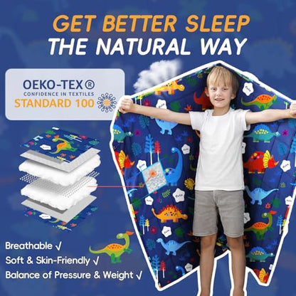ROKDUK Weighted Blanket 3 lbs 36x48 in Breathable Blanket with Glass Beads Soft Heavy Blanket Throw Blue Dinosaur for 25-45 lbs All Season - size: 36 x 48 in & 3 lbs