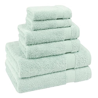 Cotton Paradise 6 Piece Towel Set, 100% Cotton Soft Absorbent Turkish Towels for Bathroom, 2 Bath Towels 2 Hand Towels 2 Washcloths, Mint Towel Set - color: Mint Green
