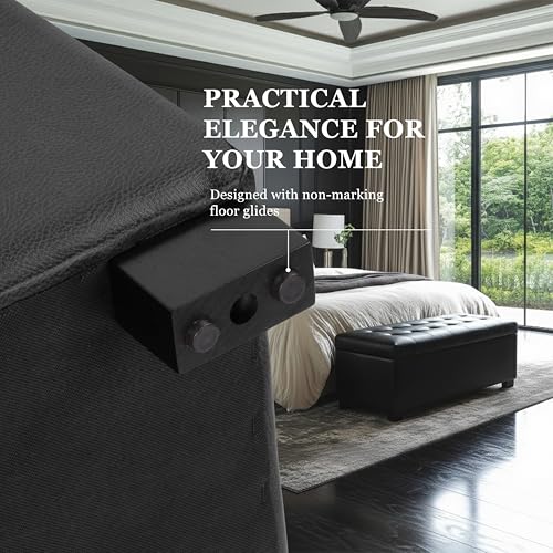 HomePop 46" Tufted Storage Bench - Classic Black - color: Classic Black
