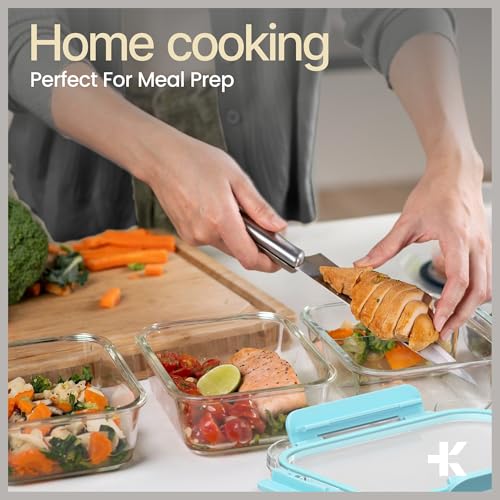Bakken Borosilicate Glass Food Storage Containers with Lids 24 Pieces, BPA-Free Stackable Lunch & Leftover Containers, Microwave, Freezer & Dishwasher Safe, 100% Airtight Leak-Proof, Aqua - color: Aqua
