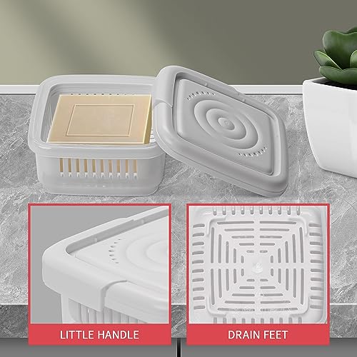 Square Soap Travel Case with Lid Bar Soap Tray and Drain Rack for Bathroom Shower, Portable Soap Rest Holder for Gym, Travel, Camping, Tightly Closed White Soap Box - size: Set of 1