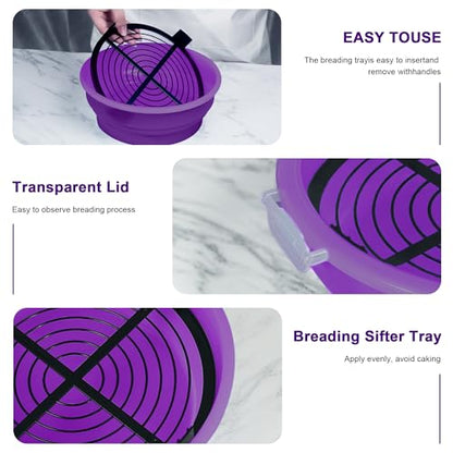 FJNATINH Collapsible Batter Bowl - Mess Free Better Breader Shaker Bowl with Lid Breading Shaker Container - Great for Fried Fish, Fried Chicken, Onion Rings, Wings,No Leak,Easy to Store,Purple - color: Purple