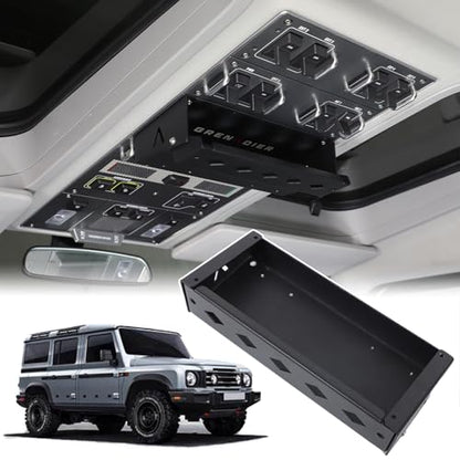 Car Interior Overhead Storage Basket Compatible with 2022-2025 INEOS Grenadier Multi-Functional Roof Panel Expansion Storage Rack Basket Aluminum Alloy Flip-Top Model Cargo Racks