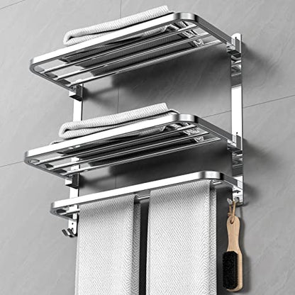 CAXIMSY 22.8Inch Towel Rack for Bathroom and Lavatory Towel Hanger with Wall Mount Towel Bars 304 Stainless Steel No Drill (Collapsible Towel Rack) - color: Collapsible Towel Rack