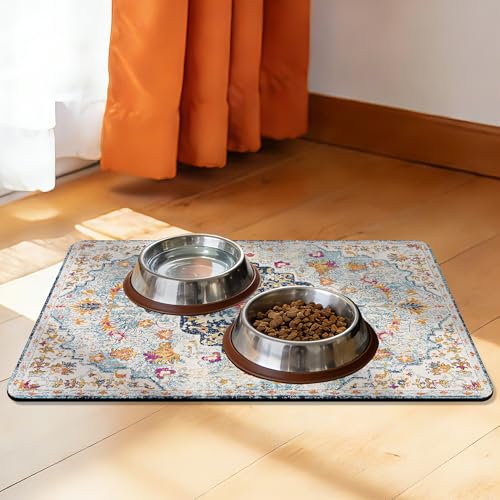 Cat Food Mat Pet Feeding Mats Dog Bowls Mat Cat Water Mat 12x20 Inch Boho6 - color: Bohemia Style 06