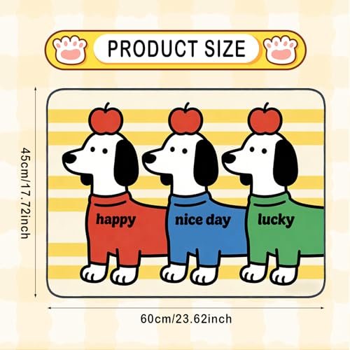 Nuxovilar Pet Dog Supplies Food Mat Cheerful Pup-Printed Polyester (23.62×17.71 inches) Bowl Water Spill Pad Feeding Gear for Living Room, Pantry, Pet Space - color: Mi07691