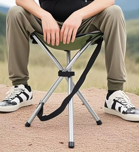 Folding Camping Stool,16.6" Folding Camping Chairs,Portable Tripod Seat,Outdoor Travel Tall Chair for Camping Walking Hunting Hiking Fishing Mountaineering Picnic Beach BBQ Garden Lawn(Pink) - color: Green